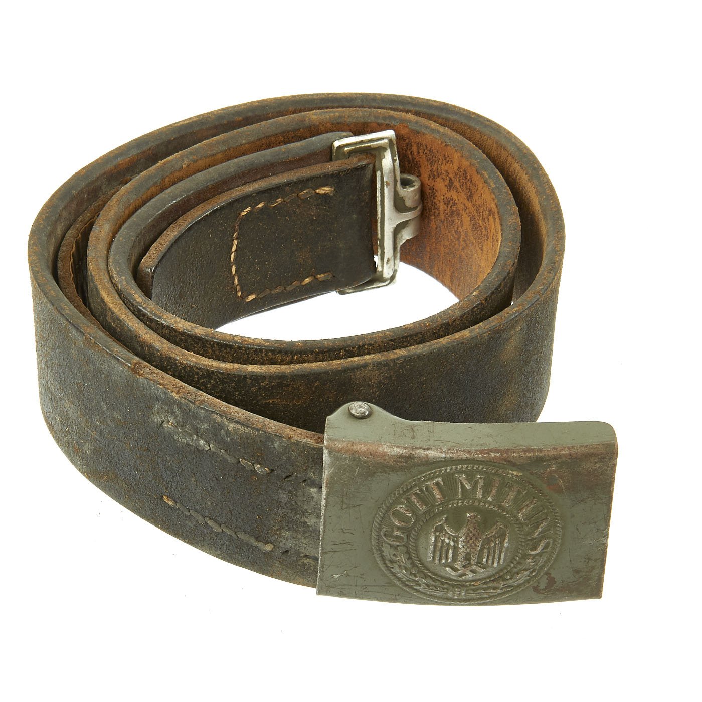 Original German WWII Wehrmacht Army Heer Leather Belt with Steel Buckl ...