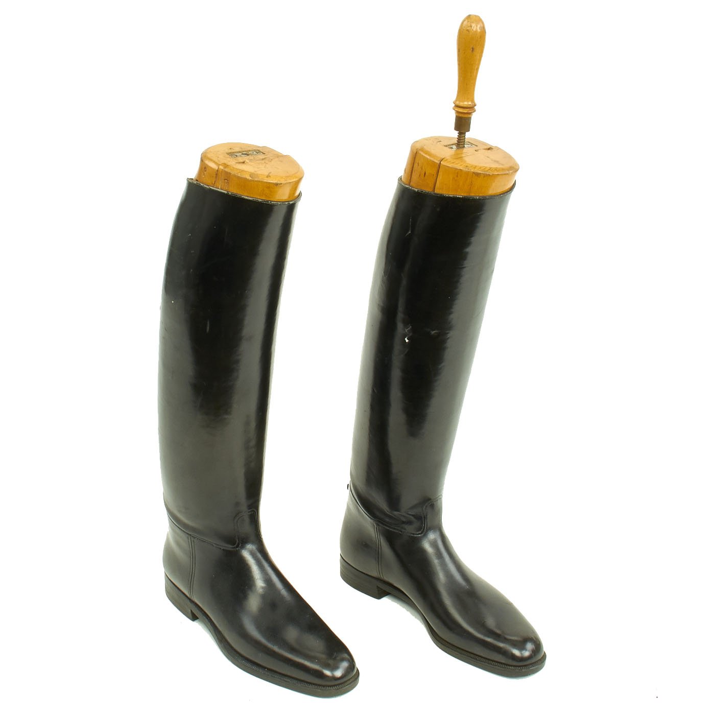 Original German WWII Tall Black Leather Jackboots Riding Boots - Size ...