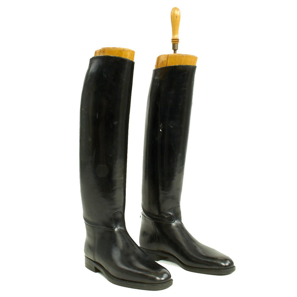Original German WWII Tall Black Leather Jackboots Riding Boots - Size ...