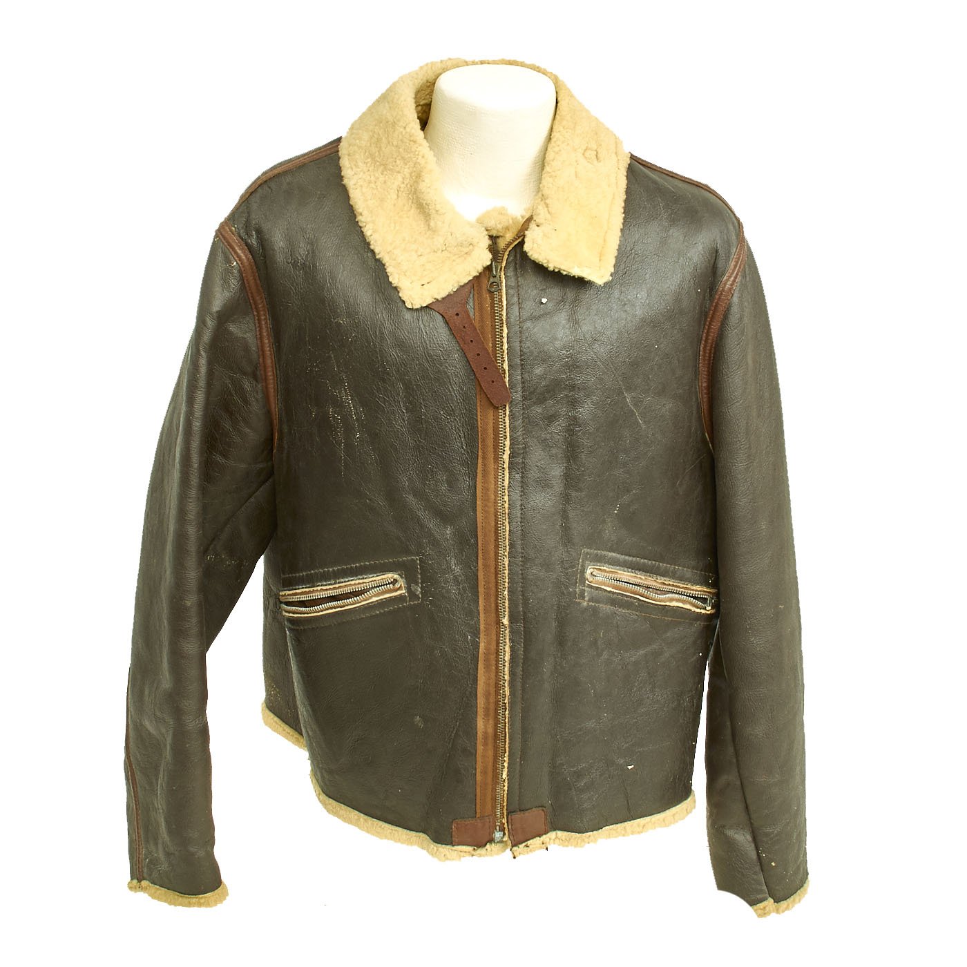 Original U.S. WWII Army Air Force Sheepskin Winter Flight Jacket and P ...