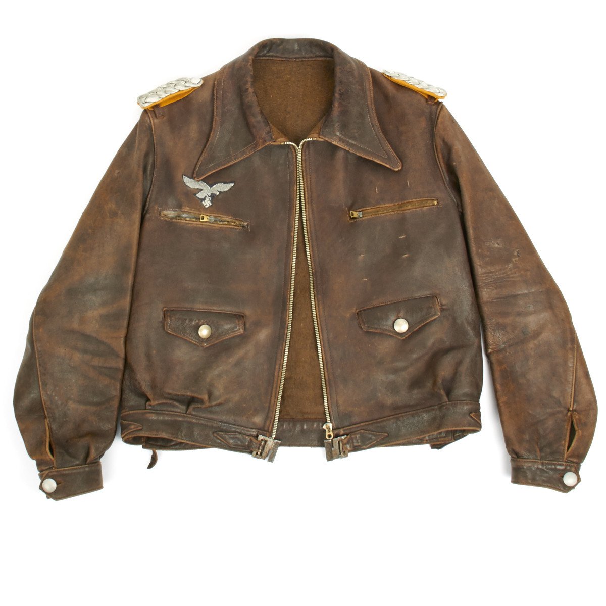 Original German WWII Luftwaffe Officer Leather Flight Jacket