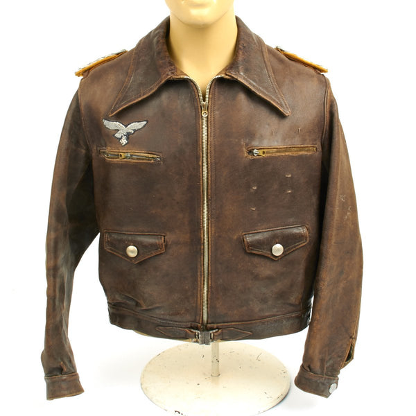 Original German WWII Luftwaffe Officer Leather Flight Jacket ...
