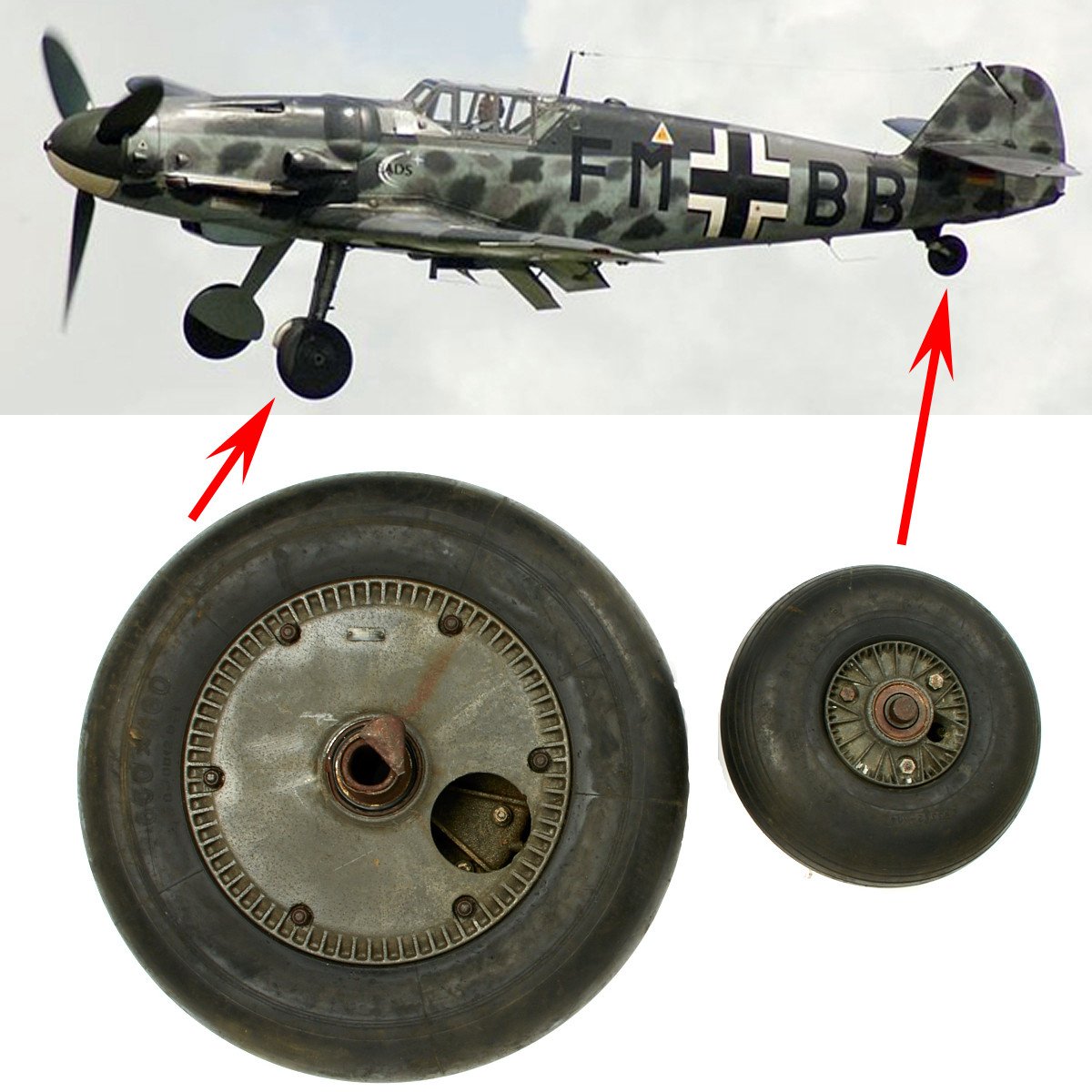 Original German Wwii Luftwaffe Messerschmitt Bf 109 Landing Gear Wheel Set Me 109 International Military Antiques