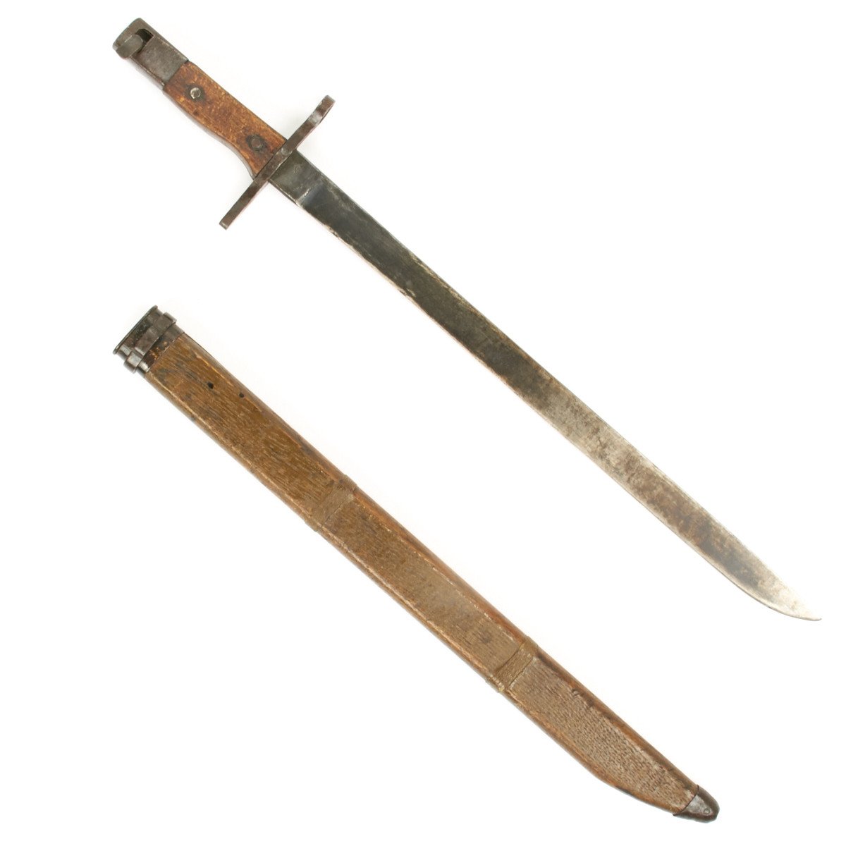 Original Japanese Late Wwii Arisaka Type 30 Bayonet With Wood Scabbard International Military Antiques