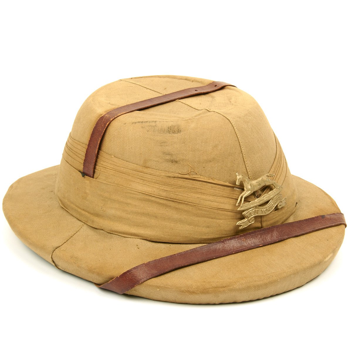 Original British WWII Bombay Bowler Pith Helmet of the West Yorkshire ...