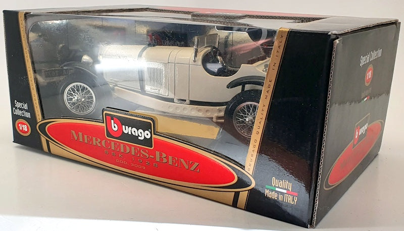 Burago 1 18 Scale Model Car 3009 1928 Mercedes Benz Ssk White R M Toys Ltd