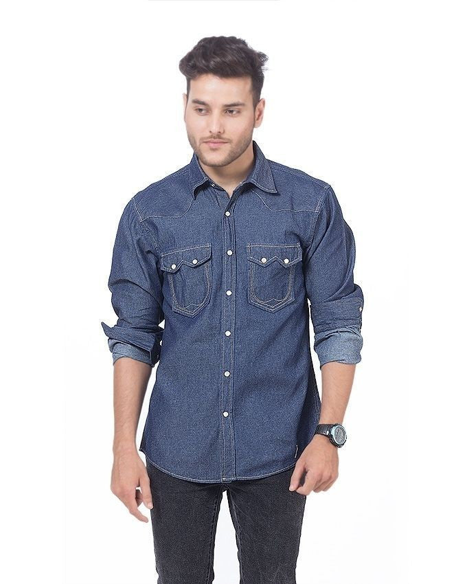 dark blue denim shirt