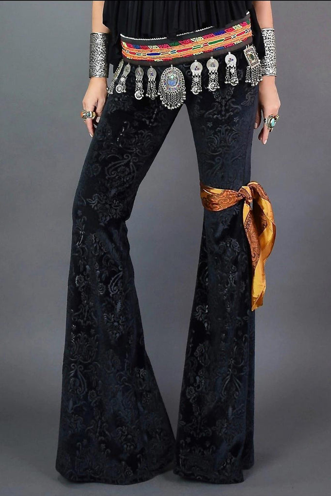 black velvet bell bottom pants