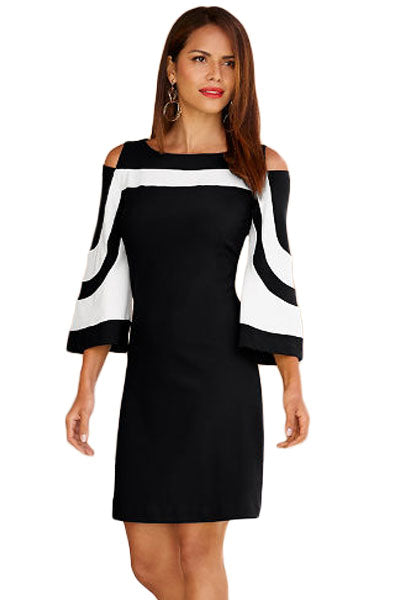 Buy Black \u0026 White Cold Shoulders Dress 