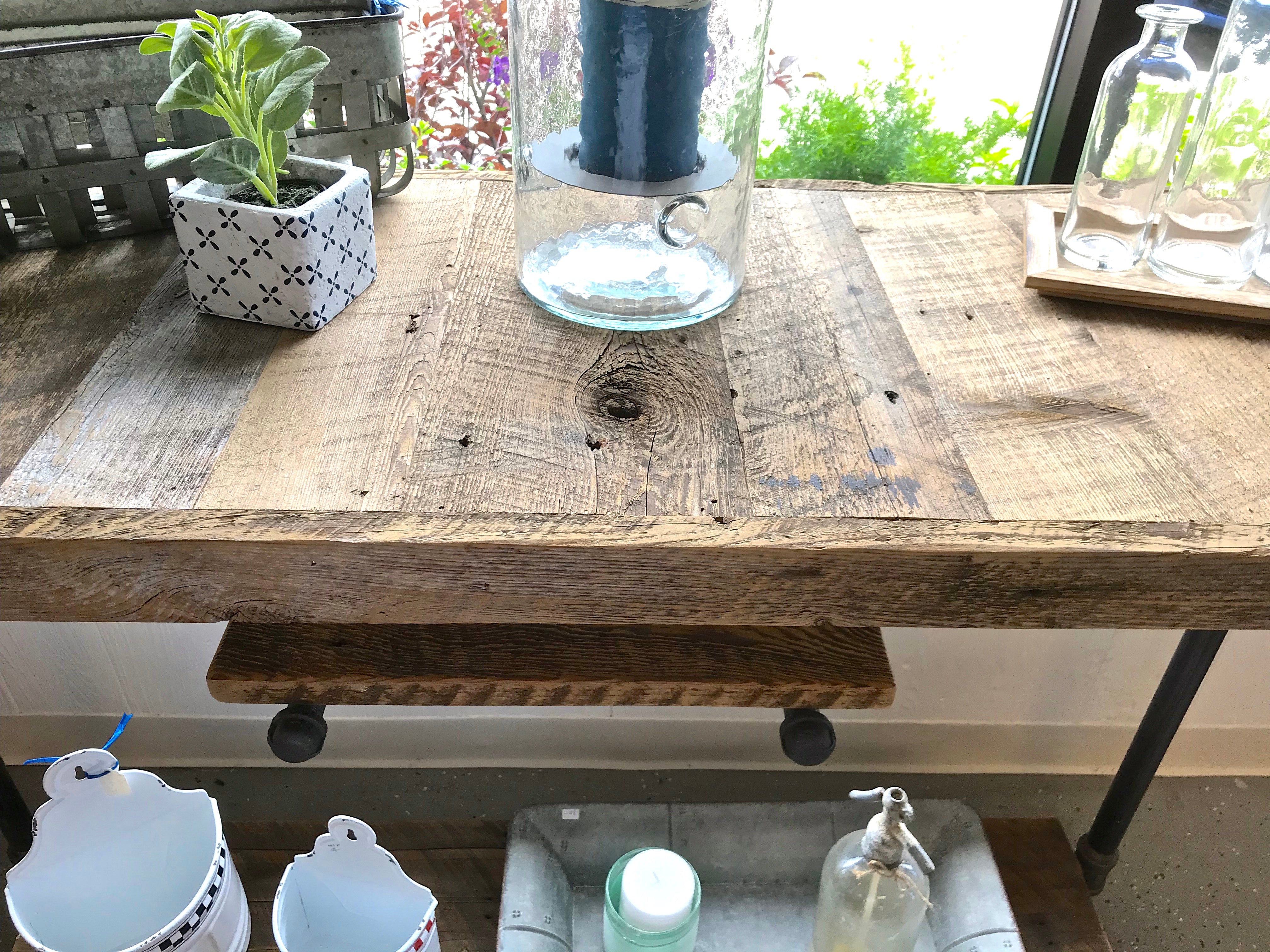 Reclaimed Barn Wood Console Table With Pipe Legs
