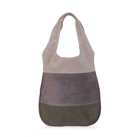 three-colour suede leather bag
