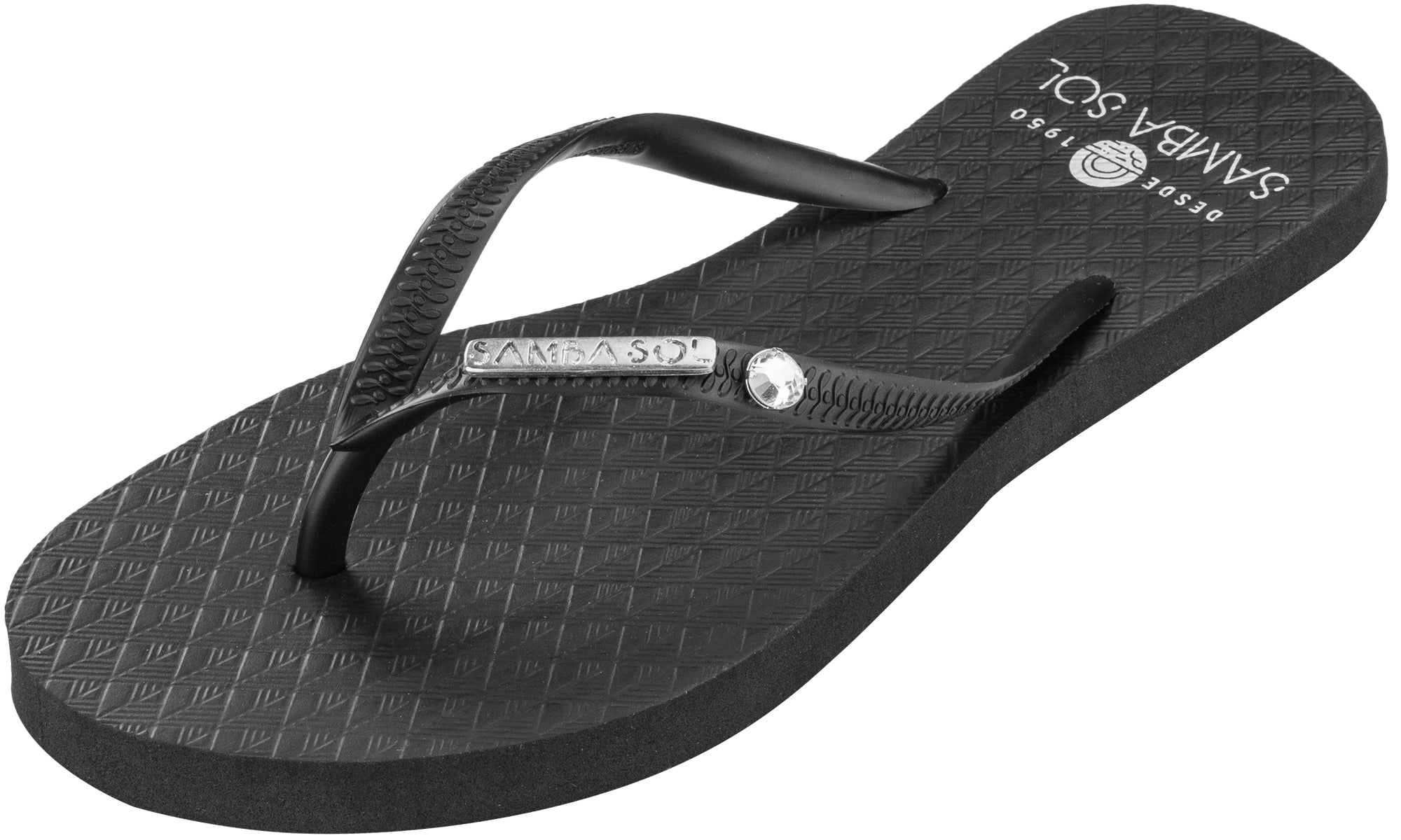 Samba Sol Women's Crystal Collection Flip Flops - Black Crystal