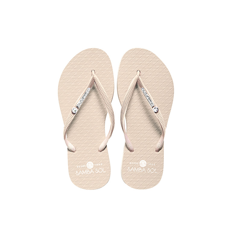 cream flip flops