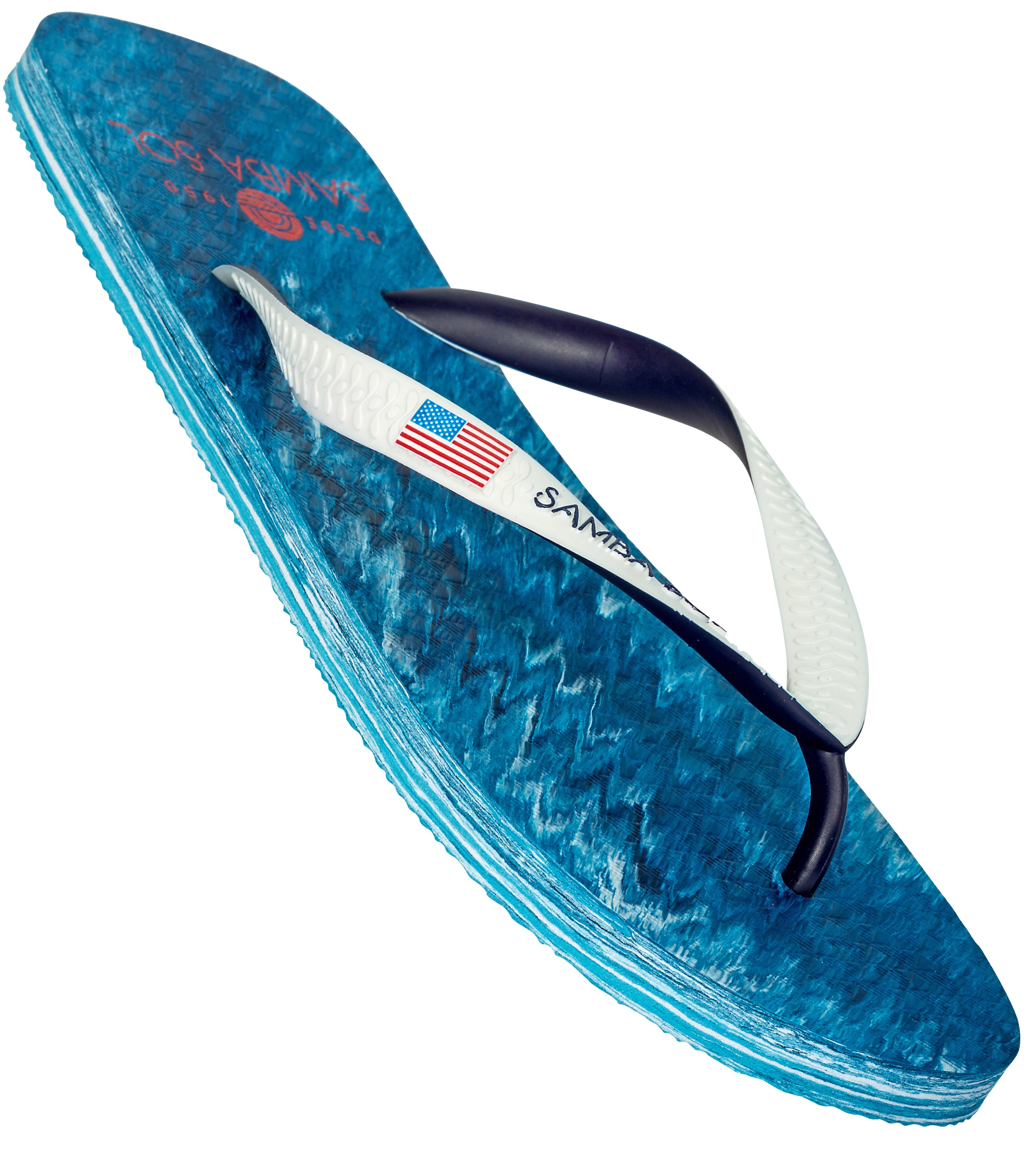 Samba Sol Men's Countries Collection Flip Flops - USA Water