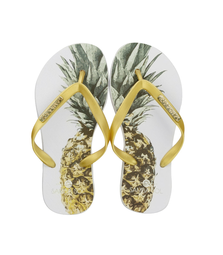 Fashion Collection Pineapple Flip Flops 