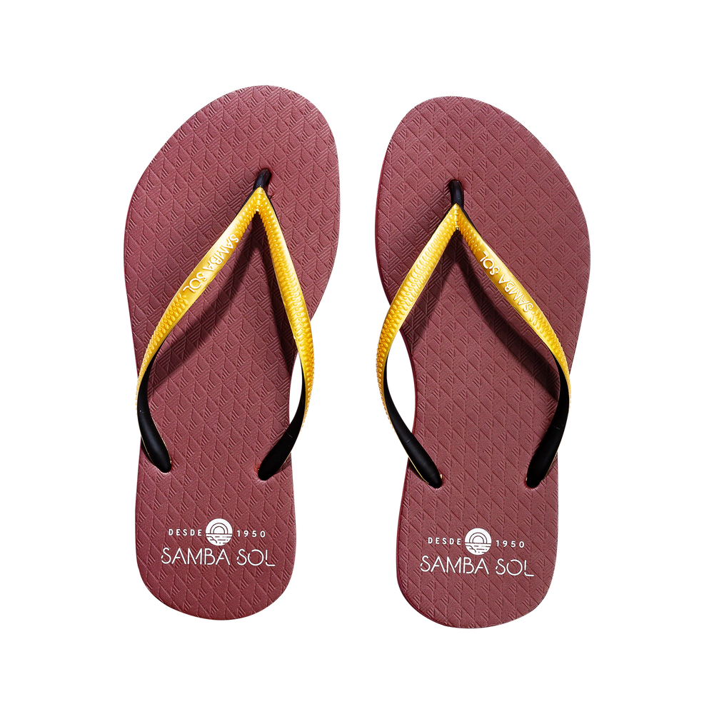 maroon flip flops