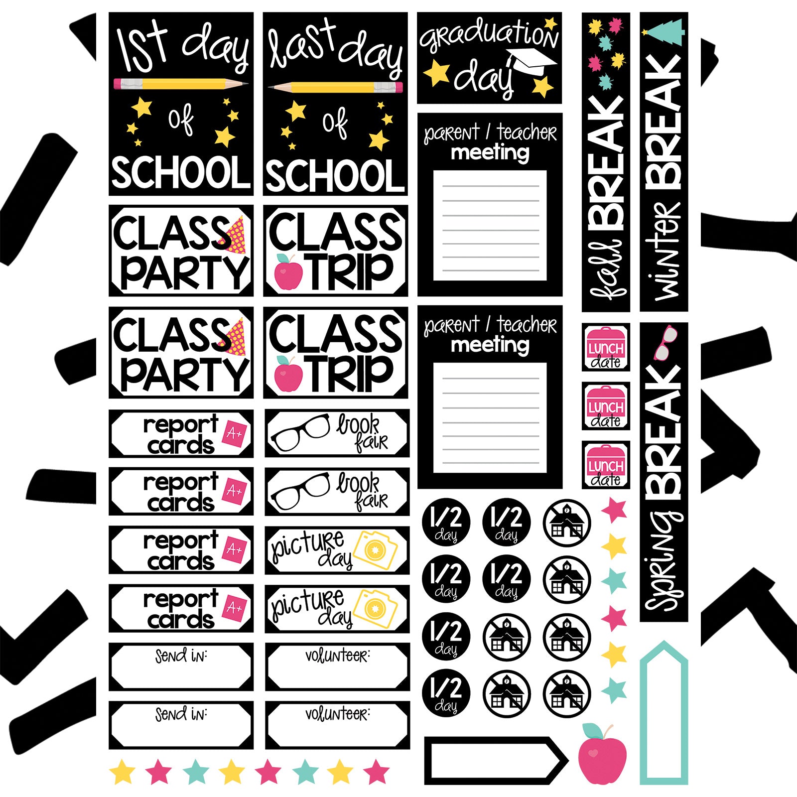 zuur Tegenstander uitspraak School Planner Stickers Free File | Kelly Lollar Designs