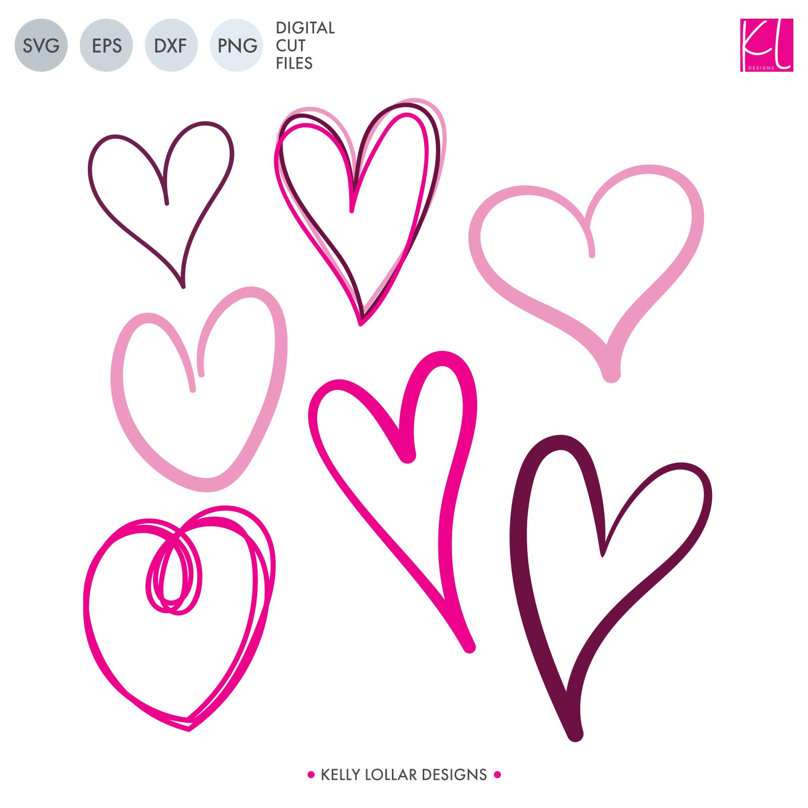 Free Doodle Hearts SVG Cut Files - Kelly Lollar Designs