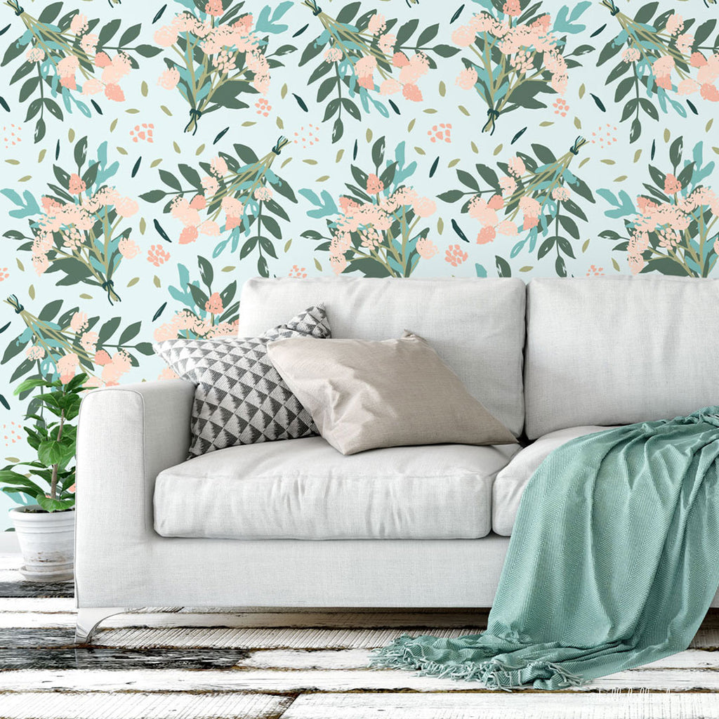 Sample Wallpaper Using Backyard Bouquet Pattern in Spring by Kelly Lollar