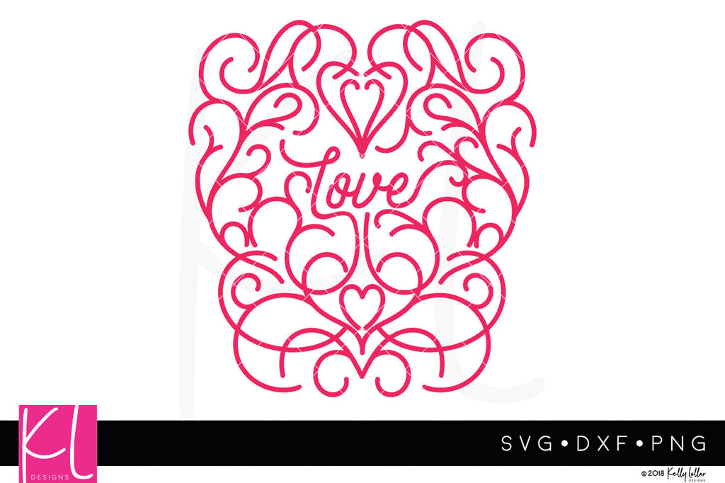 Script Love with scrolls Valentine's Day svg