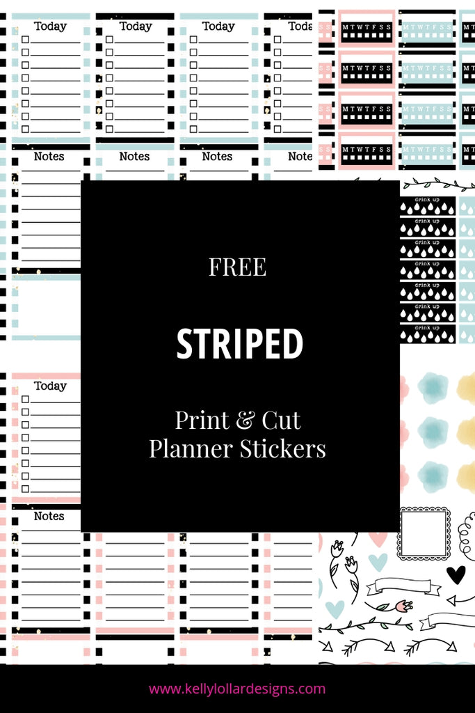 Striped Planner Sticker Set | SVG PNG PDF Print and Cut Files