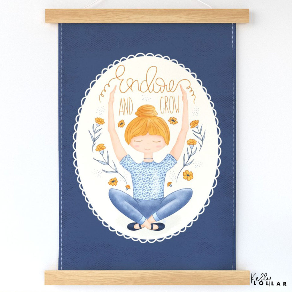 Wall Hanger Featuring the Endure and Grow Illustration by Kelly Lollar 