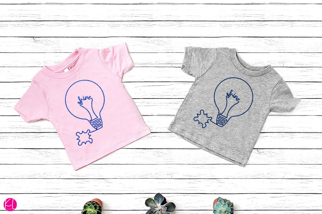 Freebie Friday | Autism Awareness Lightbulb Cut File on Toddler Shirts | SVG DXF EPS PNG