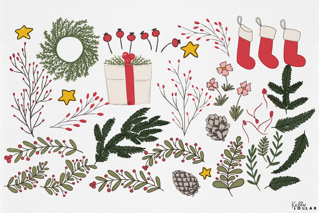 Cottage Christmas Collection Elements by Kelly Lollar 