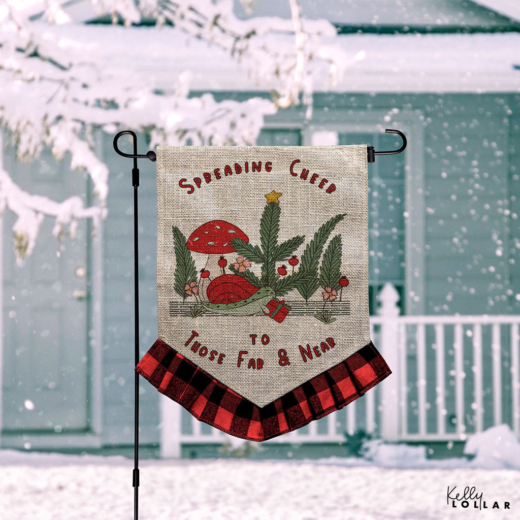 Sample Garden Flag from the Cottage Christmas Collection by Kelly Lollar 