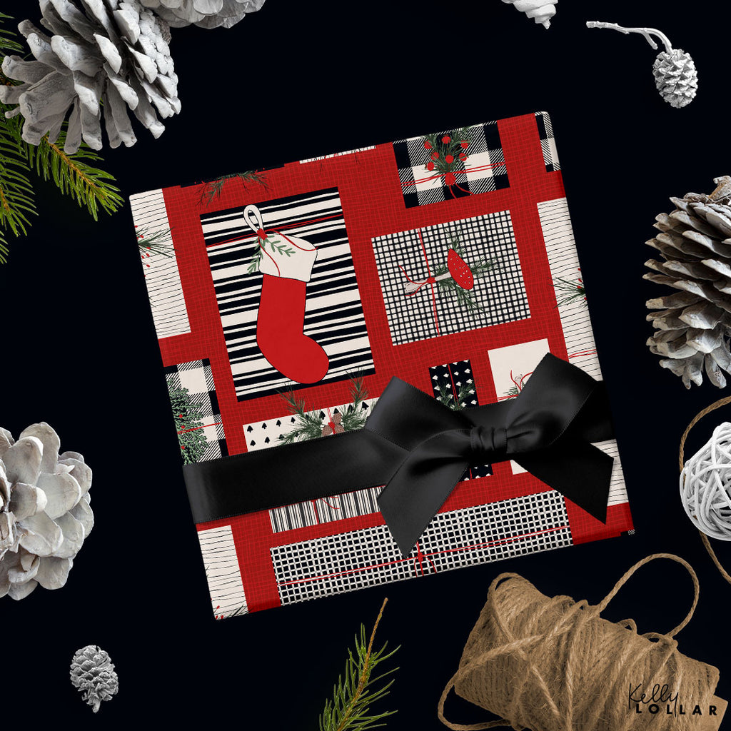 Sample Wrapping Paper from the Cottage Christmas Collection by Kelly Lollar 