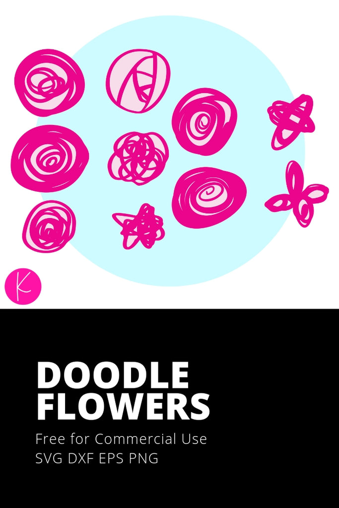 Doodle Flowers Pack | SVG DXF EPS PNG Cut Files