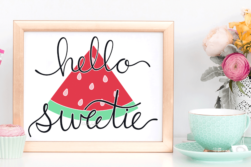 Summer sign home decor using the Hello Sweetie Watermelon SVG DXF EPS PNG Cut Files | Free for Personal Use