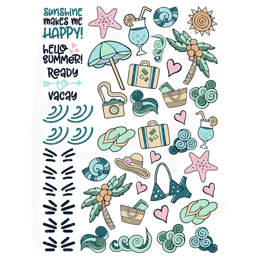 Summer doodle planner sticker page
