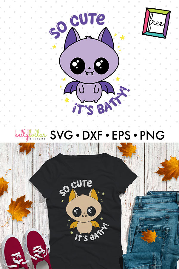 Cute Halloween Kawaii Bat Design for Kids | SVG DXF EPS PNG Cut Files | Free for Personal Use