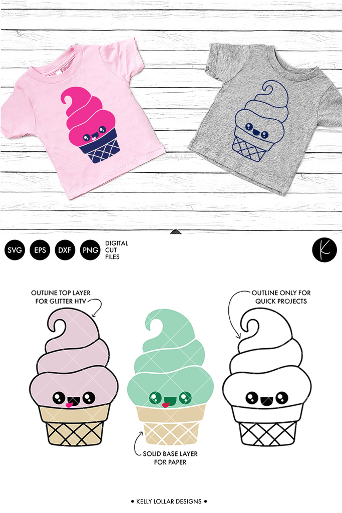 Kawaii Ice Cream Character SVG DXF EPS PNG Cut Files | Free for Personal Use