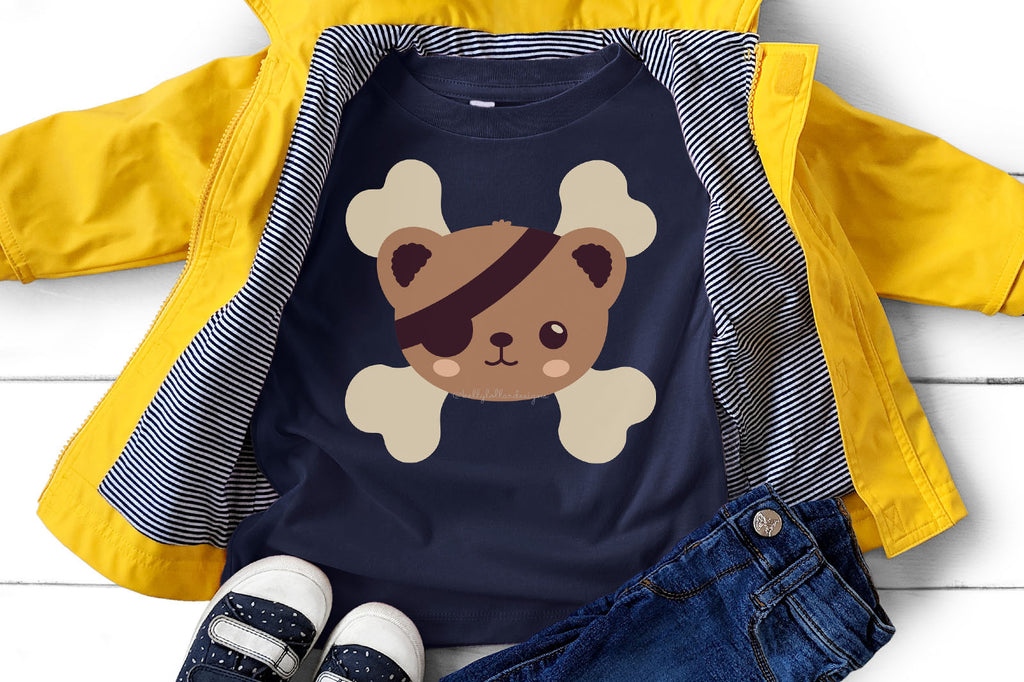 Toddler T-shirt with the Kawaii Pirate Bear SVG DXF EPS PNG Cut File | Free for Personal Use