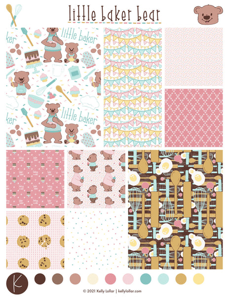 Little Baker Bear Collection in Pink by Kelly Lollar