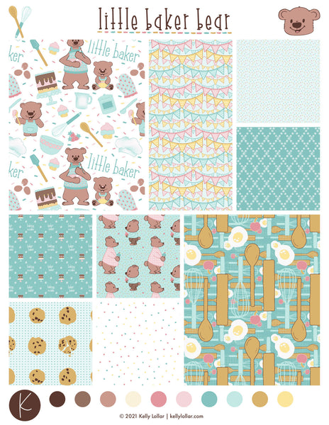 Little Baker Bear Collection in Teal by Kelly Lollar