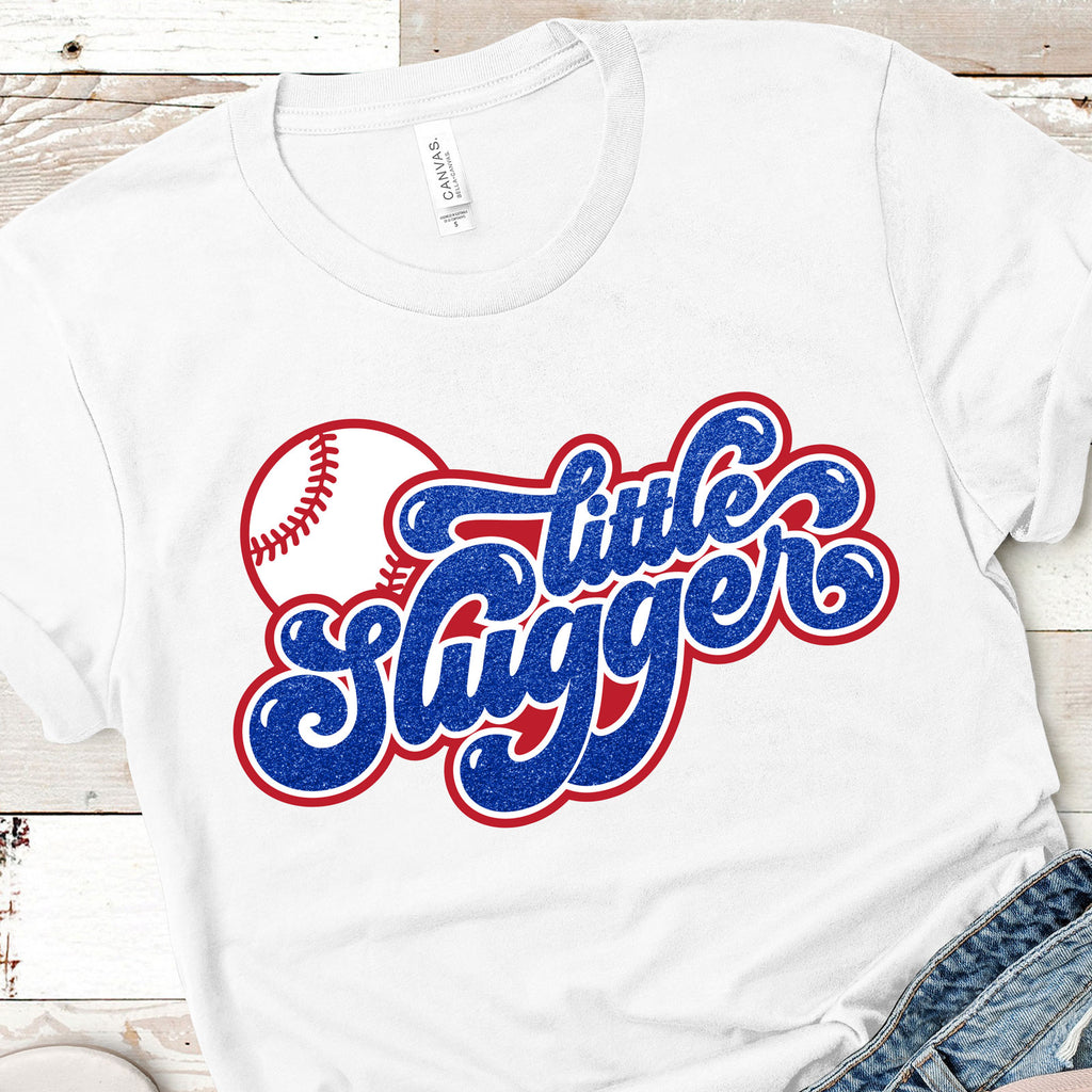Little Slugger Baseball and Softball Cut File on a women's shirt | SVG DXF EPS PNG