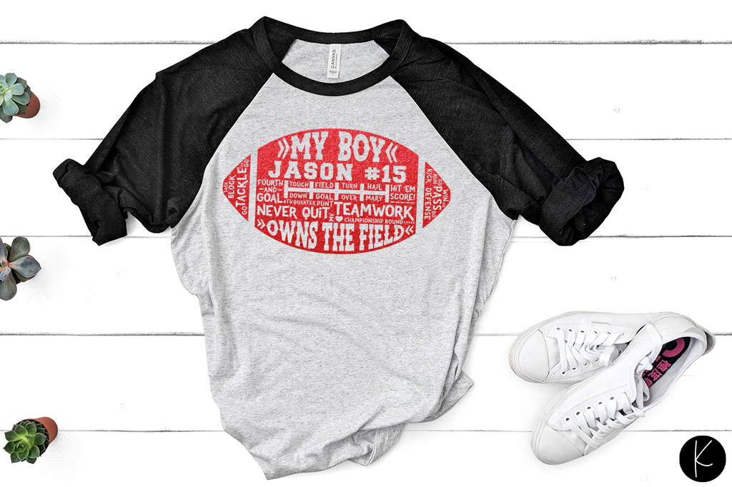 Women's raglan with the single player version of the My Boys Football Cut File | SVG DXF EPS PNG