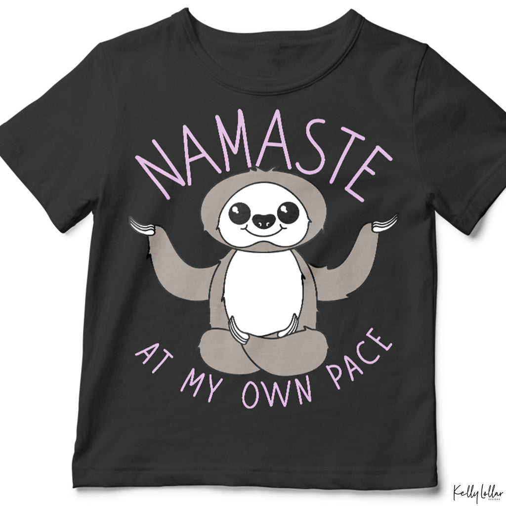 Freebie Friday | Namaste at My Own Pace Kawaii Sloth Cut File on a Shirt | SVG DXF EPS PNG
