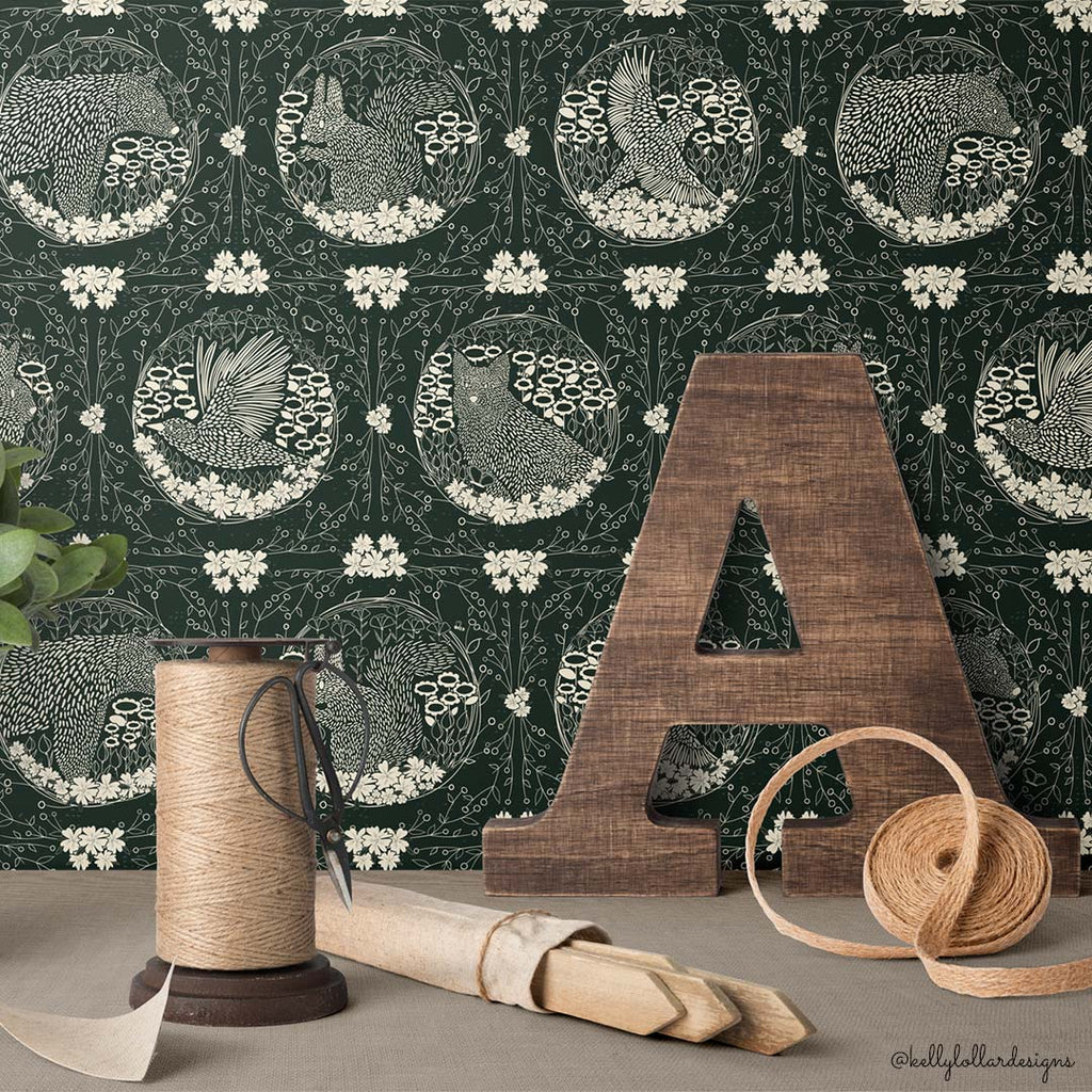 Sample Wallpaper Using the Pine Forest Friend Collection by Kelly Lollar 