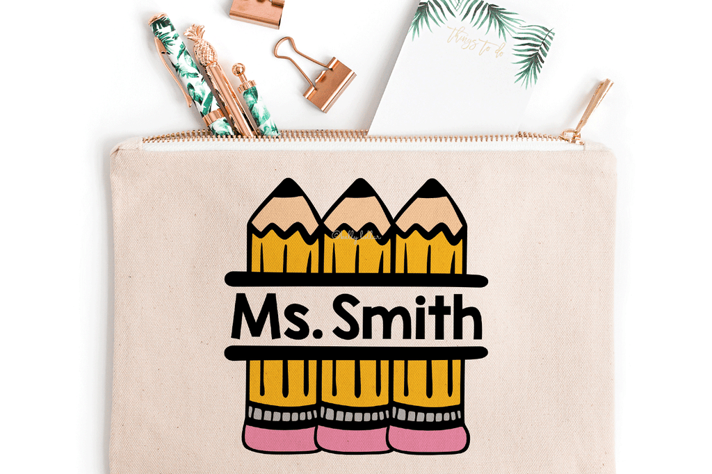 Pencil pouch with the Pencil Split Monogram SVG DXF EPS PNG Cut Files | Free for Personal Use