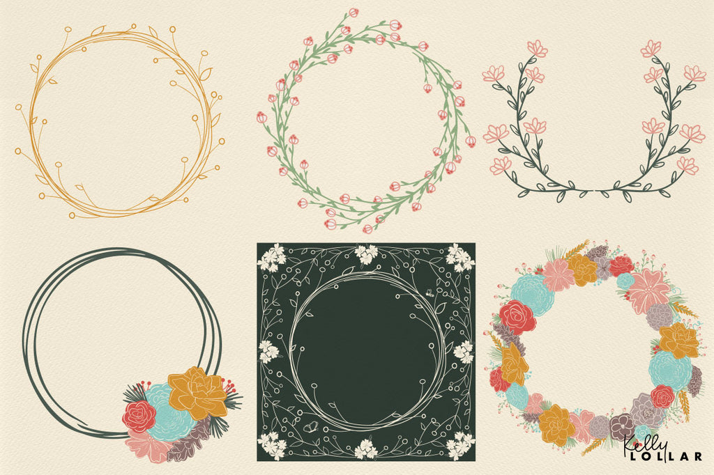 Pine Forest Friend Collection Floral Frames by Kelly Lollar 