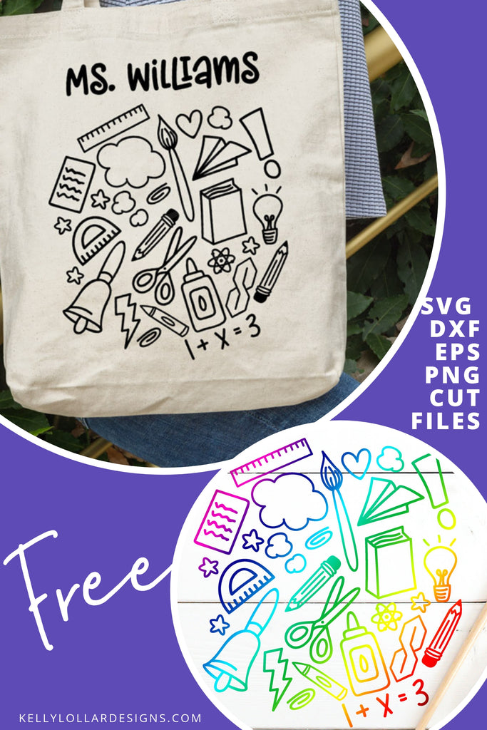 School Doodle Cloud SVG DXF EPS PNG Cut Files | Free for Personal Use