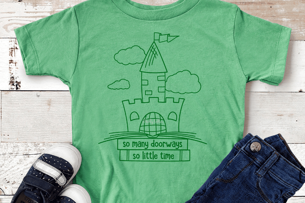 Toddler t-shirt with the So Many Doorways Book Quote SVG DXF EPS PNG Cut Files | Free for Personal Use