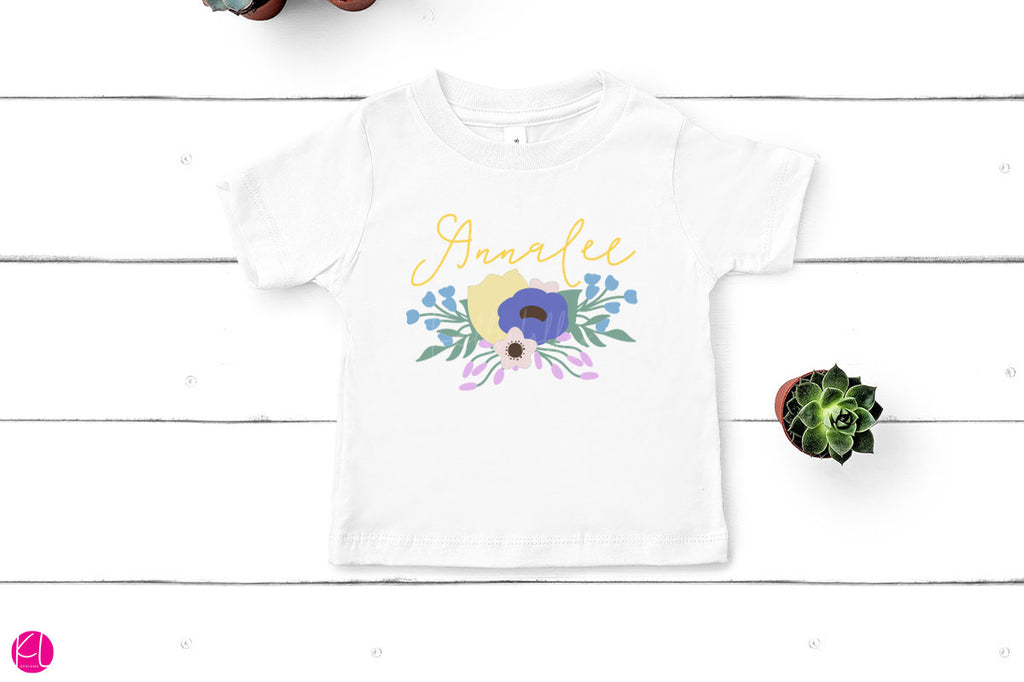 Freebie Friday | Spring Wreath Monogram Frame Cut File on a Toddler Shirt | SVG DXF EPS PNG