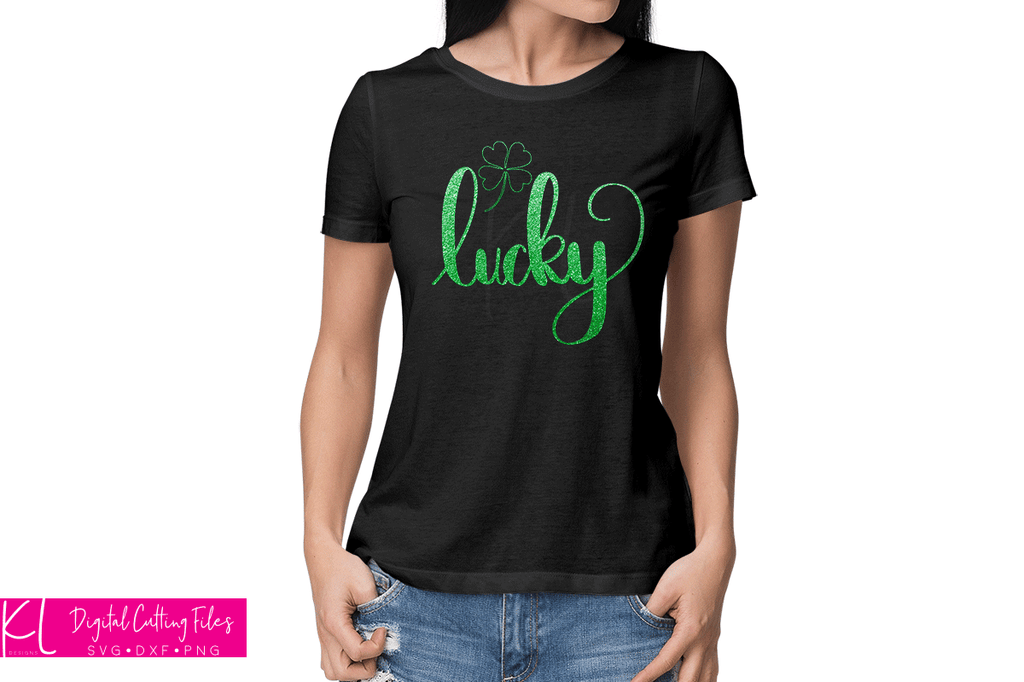 Lucky shirt with hand lettered quote and shamrock from the St. Patrick's Day SVG Elements Pack