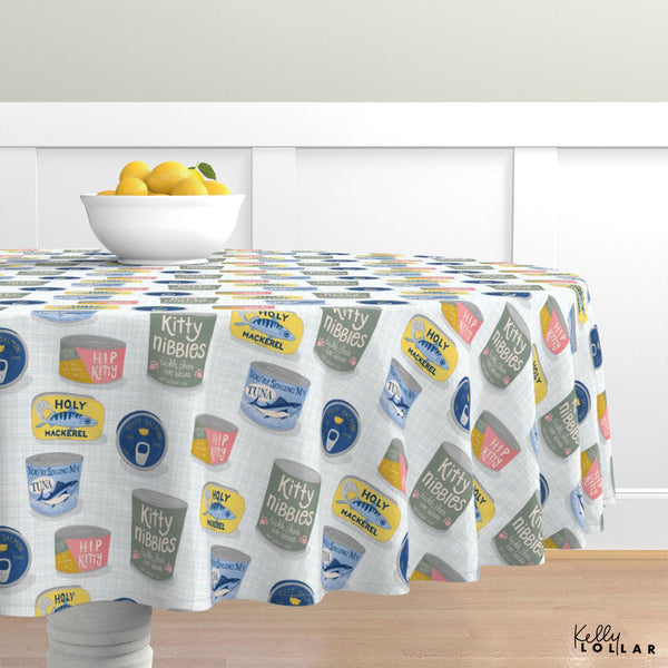 Vintage Cat Food Tins Surface Pattern Design by Kelly Lollar on Spoonflower 