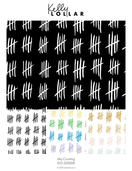 Inky Tally Marks Pattern Sheet from the Inky Doodles Surface Pattern Collection by Kelly Lollar 